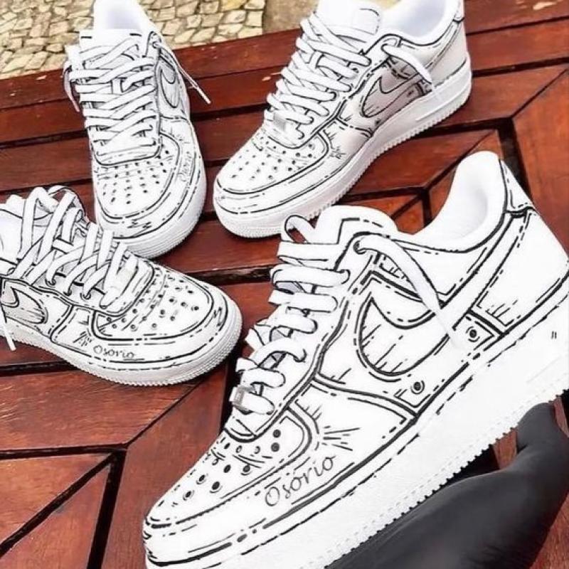 Nike Air Force 1 'Sketch' / Cartoon AF1 / Baskets personnalisées