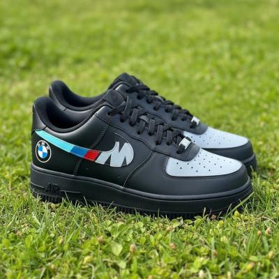 Custom BMW Motorsport Nike Air Force 1s - Hand-Painted Black & White Sneakers
