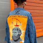 "The Fitness Philosopher" Hand-Painted Denim Jacket