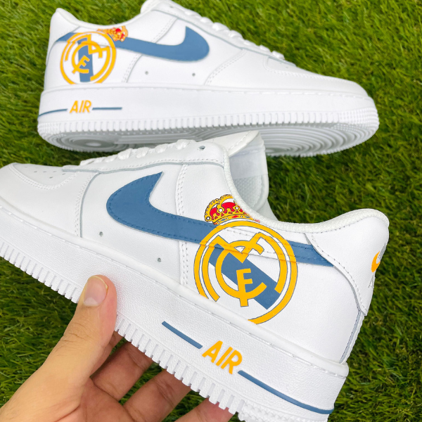 Customize Your Style with Real Madrid Air Force 1 Champion Sneakers - Exclusively Hand Painted for Ultimate Fans